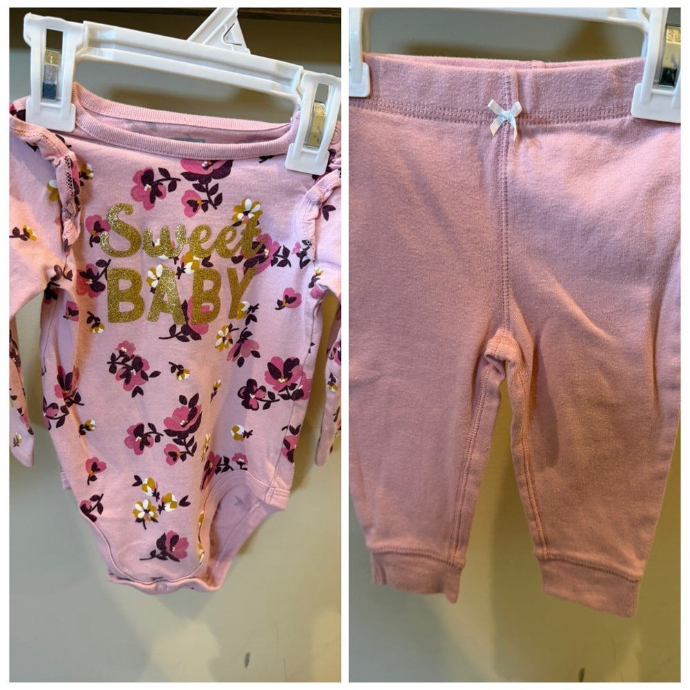 Sweet Baby Garanimals Baby One Piece Bodysuit and Matching Pants Size 6-9 Months